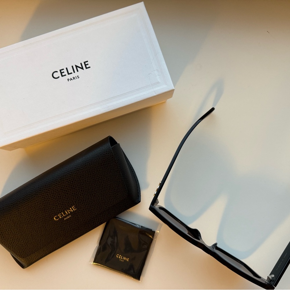 Celine Black Sunglasses with Gold Logo - Picture 2 of 3